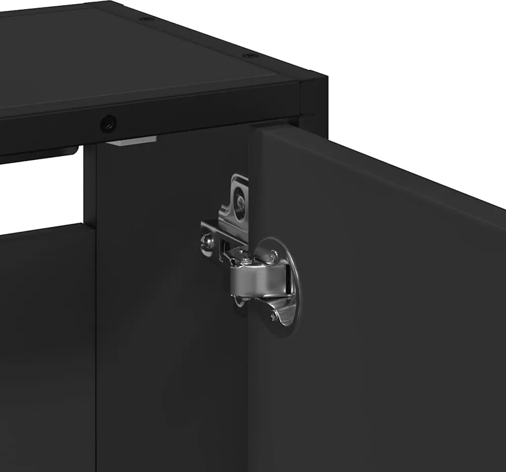 Armadio a specchio nero 65x20x60 cm in materiale ligneo - 9