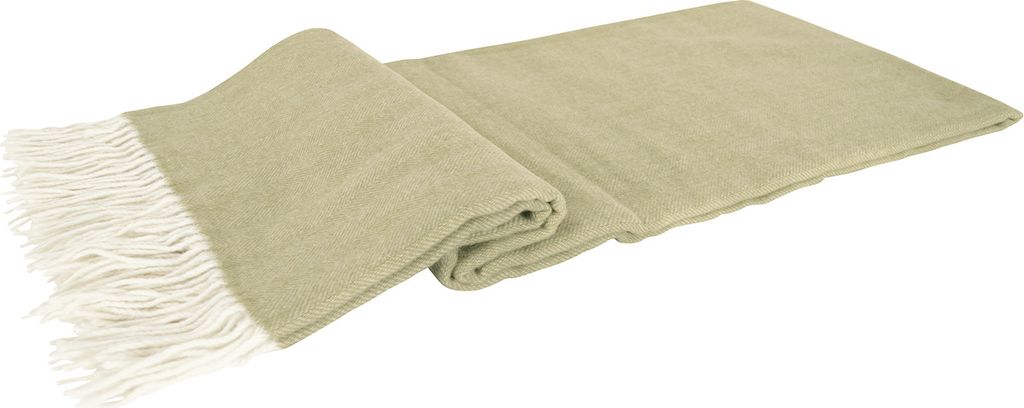 Wolldecke Premium Decke 140 x 200 cm grün als warme Tagesdecke und edles Plaid aus 100 % Wolle