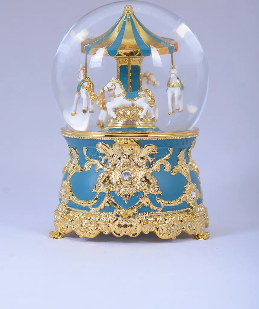 Boule à Neige Musicale Carrousel Vert et Or - Boléro de Ravel