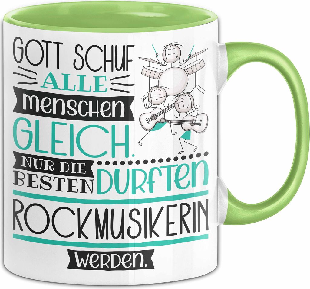 Rockmusikerin Geschenk Becher Tasse Gott Schuf Alle Menschen Gleich Nur Die Besten Durfeten Rockmusikerin Werden Geschenkidee Lustig (Grün)