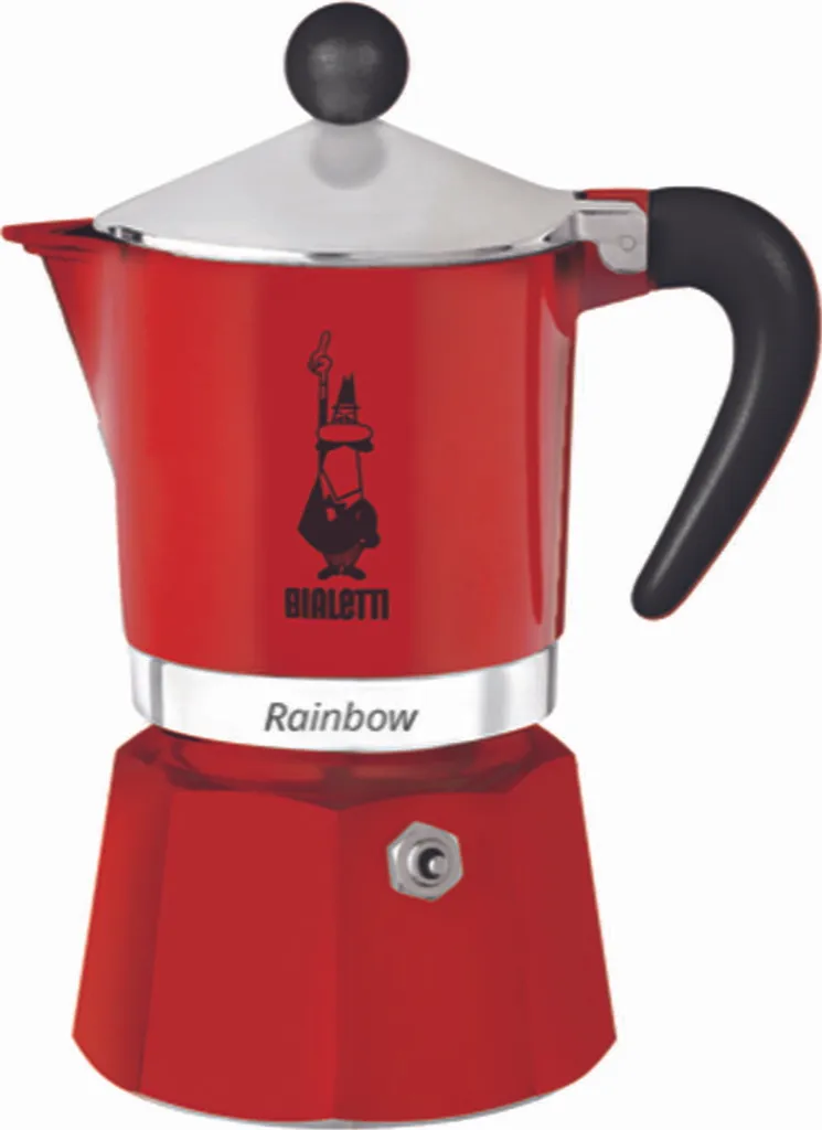 Bialetti Rainbow Rosso - Caffettiera Moka in Alluminio per 3 Tazze