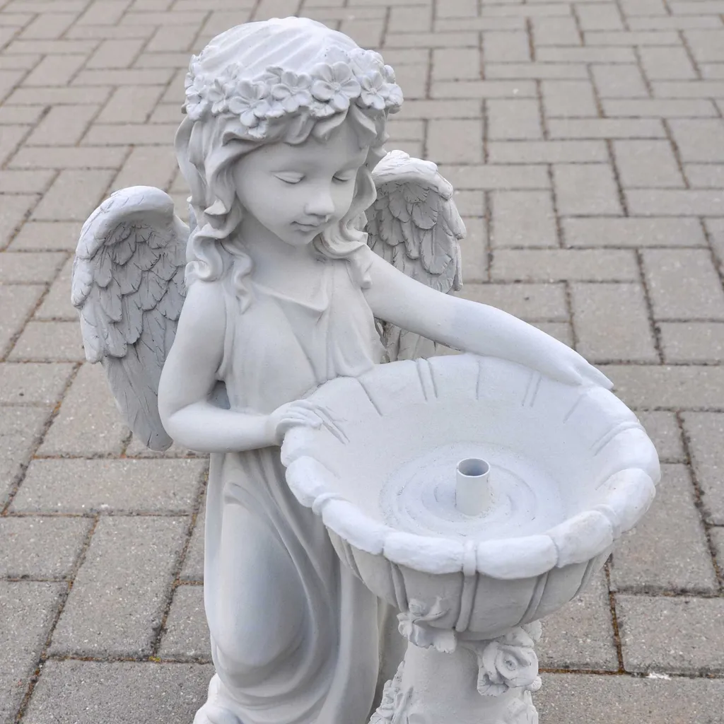 Ange en pierre massive pour fontaine - Sculpture robuste et durable
