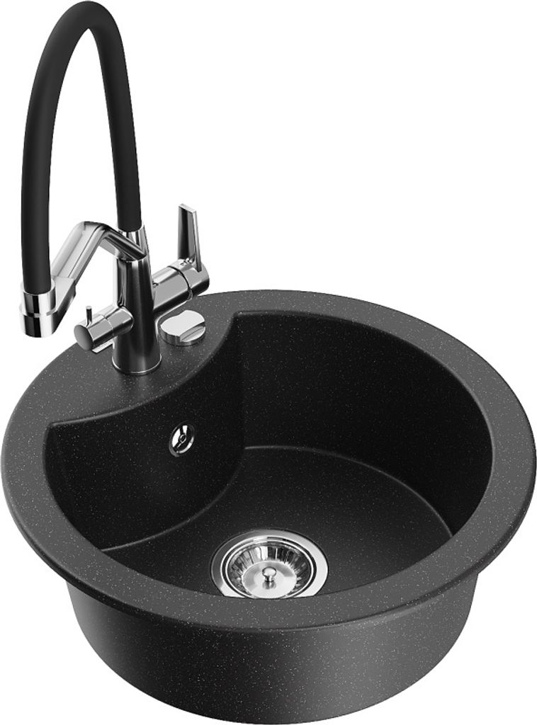 Mexen Diego 1-Becken-Granitspüle mit Mischbatterie Duo, Produktbild 