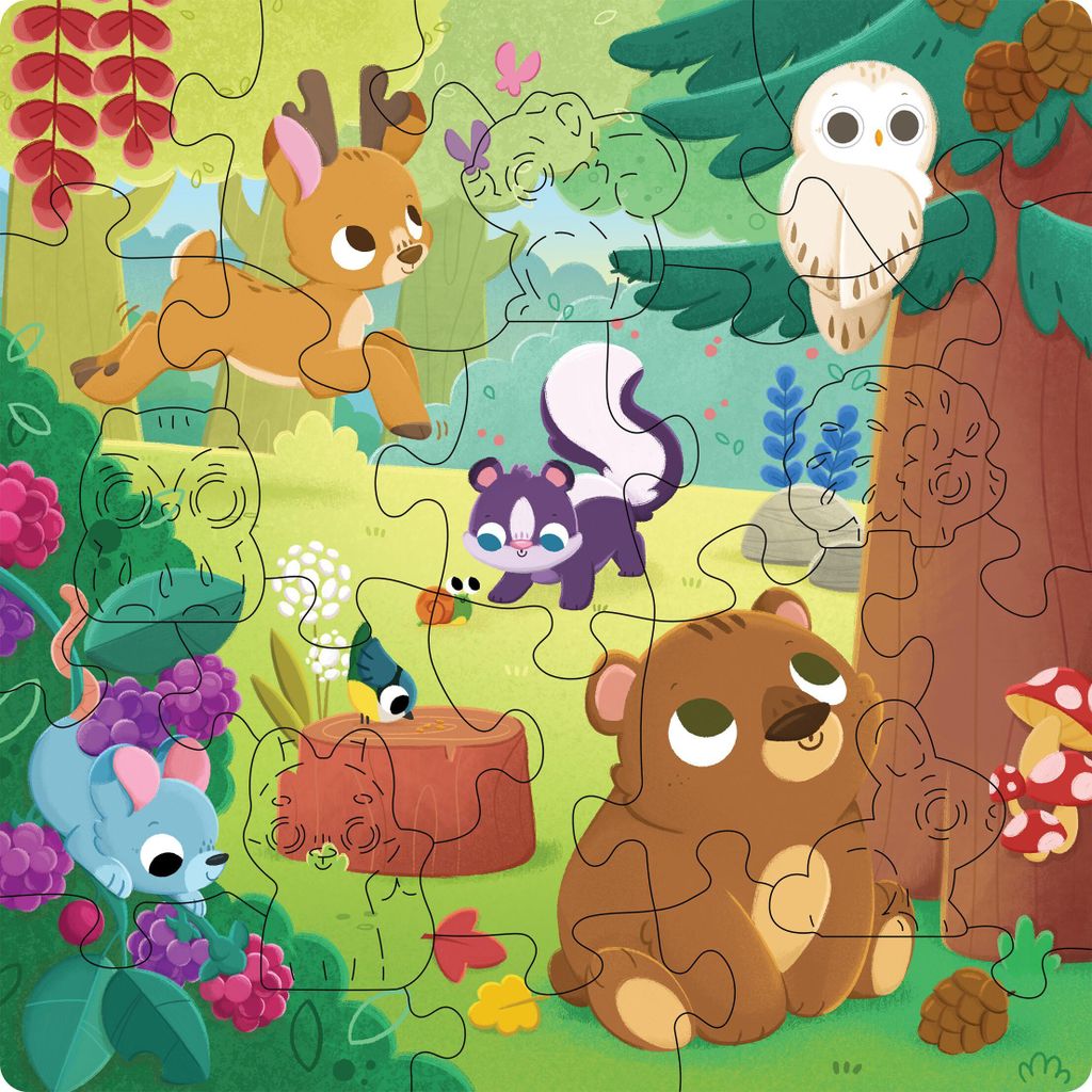 Ravensburger WOODEN Kids Puzzle 12004080 - Fröhliche Waldfreunde - 22 Teile Kontur-Holzpuzzle mit stabilen, individuelle