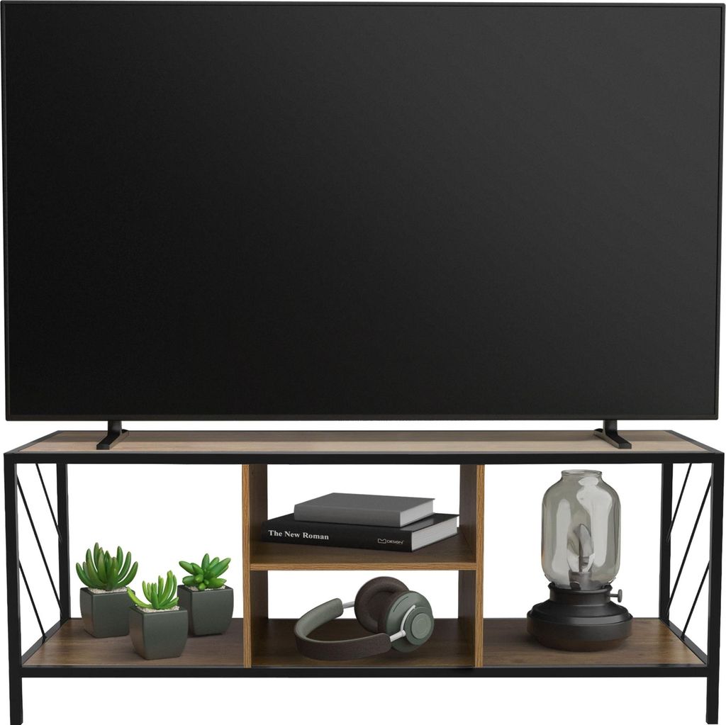 ML-Design TV-Schrank, Fernsehtisch in Braun, Eiche-Rustikal, für Fernseher bis 55 Zoll, Lowboard mit offenen Fächern für Wohnzimmer