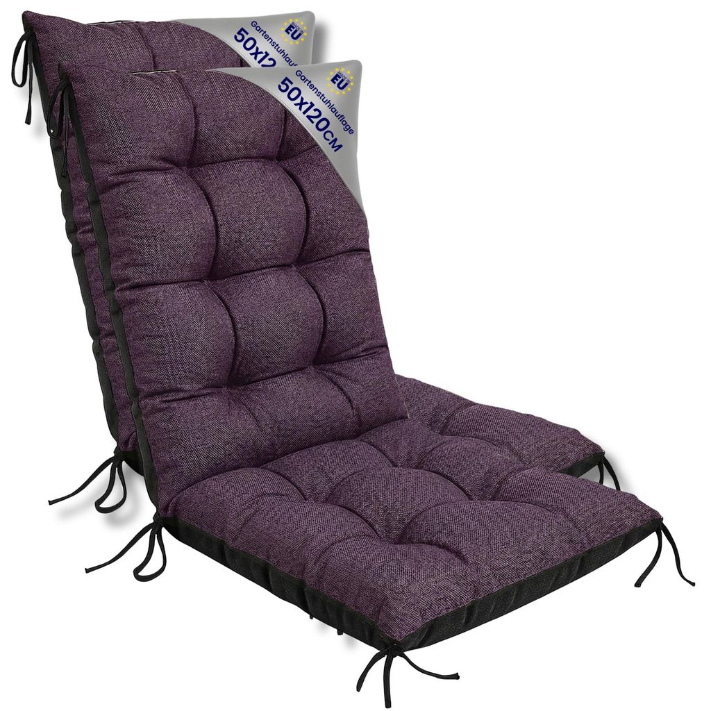Gartenstuhl Hochlehner Auflagen Set 2x 50x120 cm Bordeaux Produktbild 