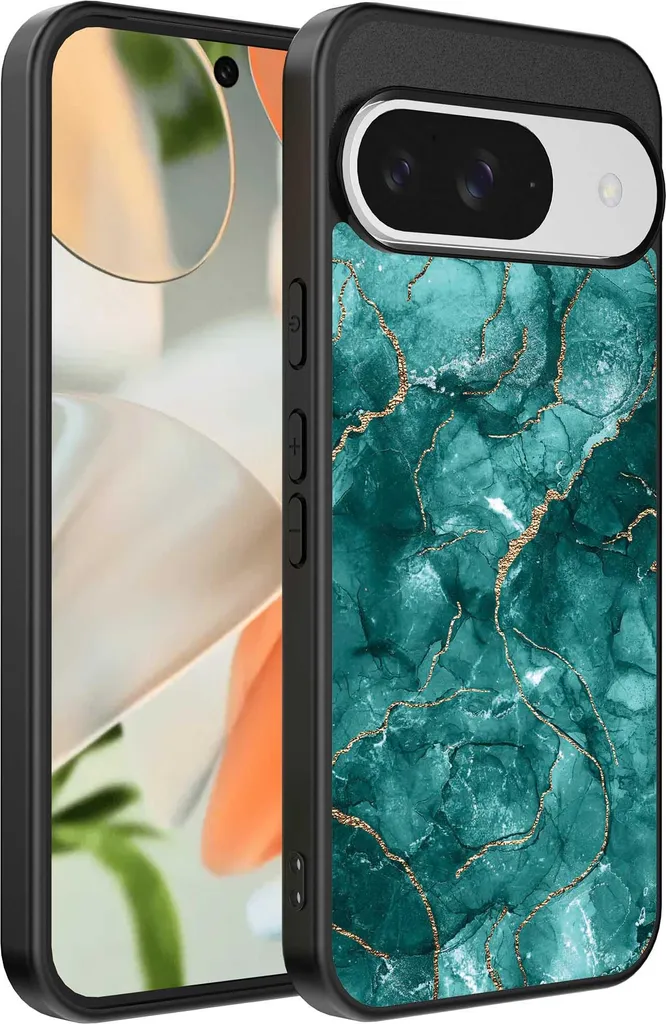 Adatta per Google Pixel 9 Custodia per telefono con stampa in marmo - Custodia posteriore in TPU con design in marmo - Oro Verde - Smartphonica
