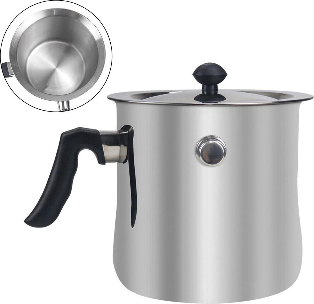 2,5L Milch- und Wachstopf mit Deckel, Edelstahl-Doppelwand, induktionsgeeignet, Gas- & Elektroherd, vielseitig für Kochen & Schmelzen