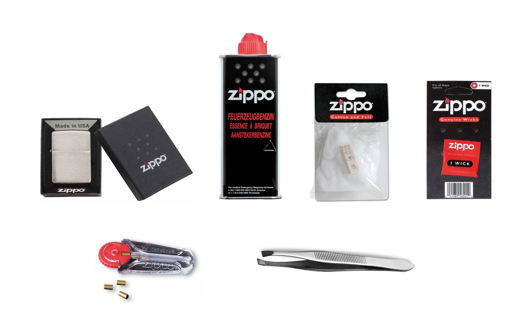 Zippo Zubehör-Set - 200 Feuersteine, Dochte & Reparatur-Werkzeug Im Komplettset