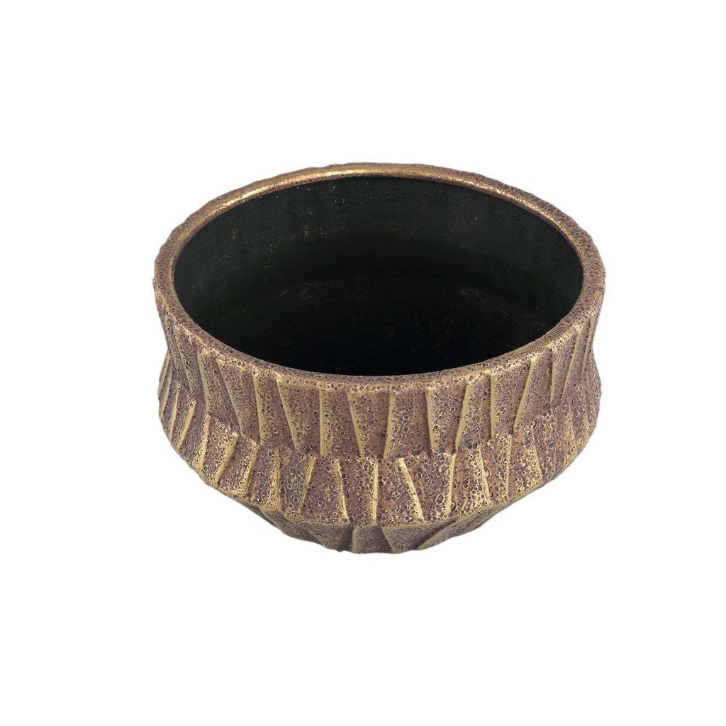 Napco Rustikaler Blumentopf Aus Keramik - 5,5x5,5 Cm Klein, Mit Untersetzer In Weiß & Braun Für Drinnen & Draußen