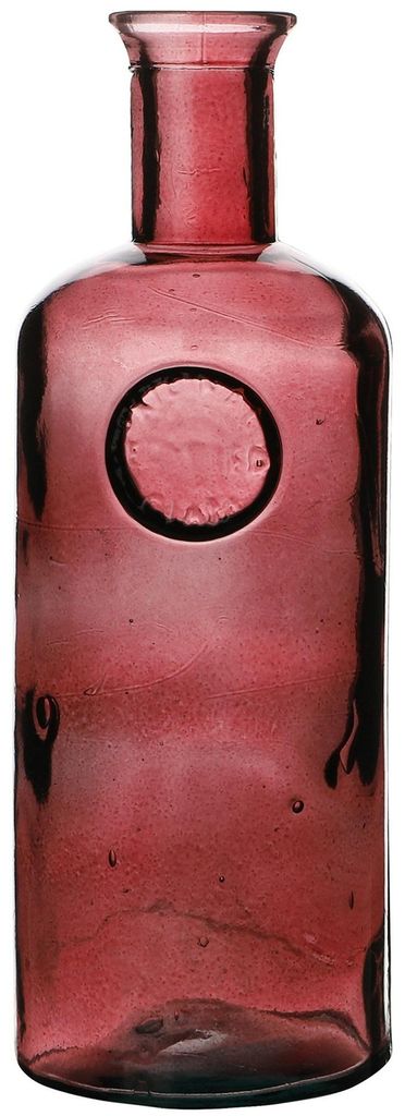Natural Living Blumenvase Olive Bottle - rubinrot transparent - Glas - 13 x 27 cm - Flaschenvasen