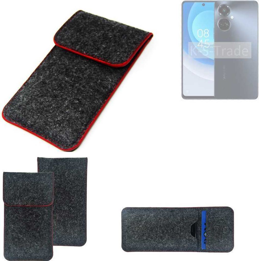 K-S-Trade Handy Schutz Hülle kompatibel mit Tecno Camon 19 Pro Schutzhülle Handyhülle Filztasche Pouch Tasche Case Sleeve Filzhülle dunkelgrau