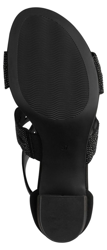 MARCO TOZZI Damen Sandale Strasssteine Hochfront Vegan 2-28306-46, Größe:39 EU, Farbe:Schwarz
