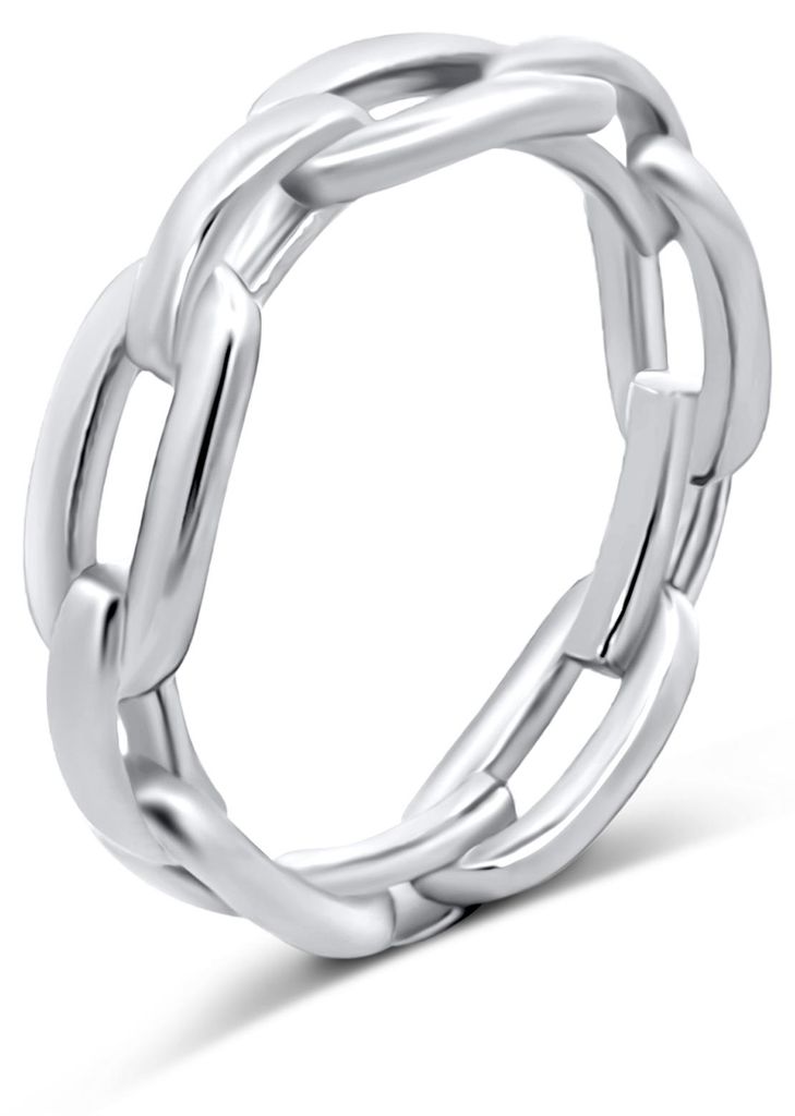 CO88 Collection 8CR-10043-50 Stahlring – Damen – Glieder – 5,6 mm breit – 3,6 mm dick – Größe 50 – Stahl – silberfarben