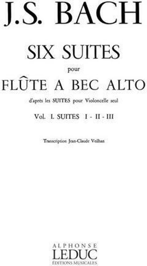 6 Suites vol.1 (nos.1-3)pour flûte à bec alto d'après