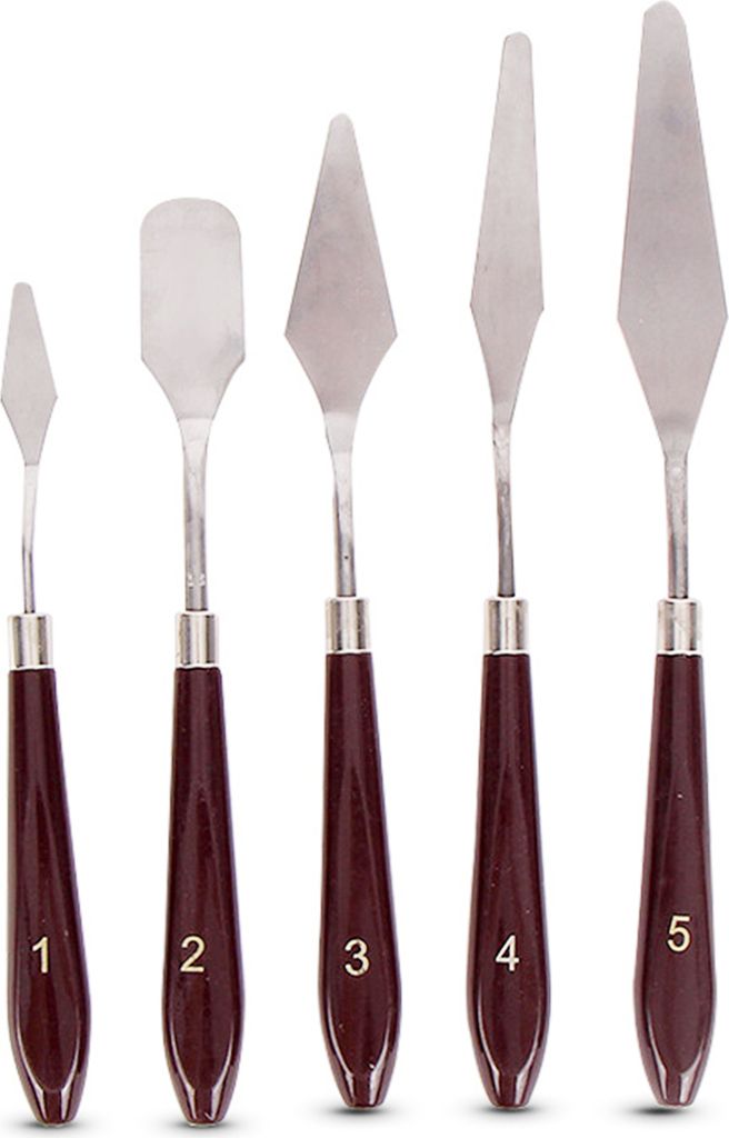 5 Teile/satz Farbe Palette Spachtel Edelstahl Mischen Spachtel Pflaster Roll Glättung Flexible Klinge Künstlerische Tool Kit
