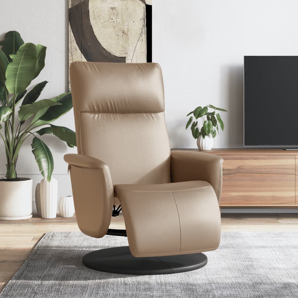 Cloris Designermöbel Relaxsessel mit Fußteil Cappuccino-Braun Kunstleder 2024 Neu