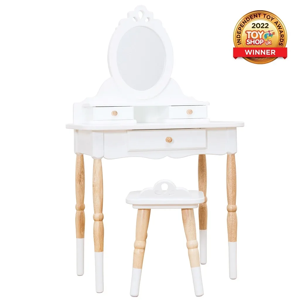 Coiffeuse d'Angle Gain de Place pour Petite Chambre avec Miroir Triptyque