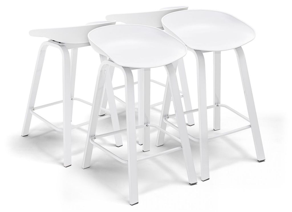 KIEL - Set aus 4 Designhockern aus Metall und PP Weiø