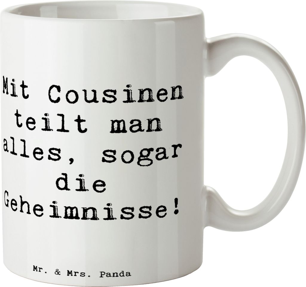 Mr. & Mrs. Panda Kaffeebecher Spruch Cousine Geheimnisse - Produktbild 