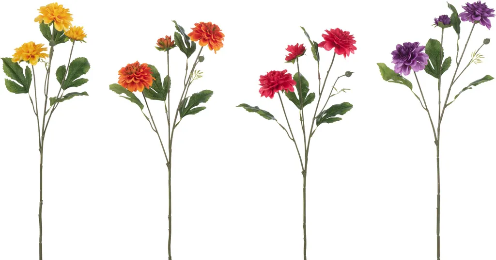 Dahlia Ying Artificiel J-Line Mix 4 Assorti - Finition Réaliste 50cm