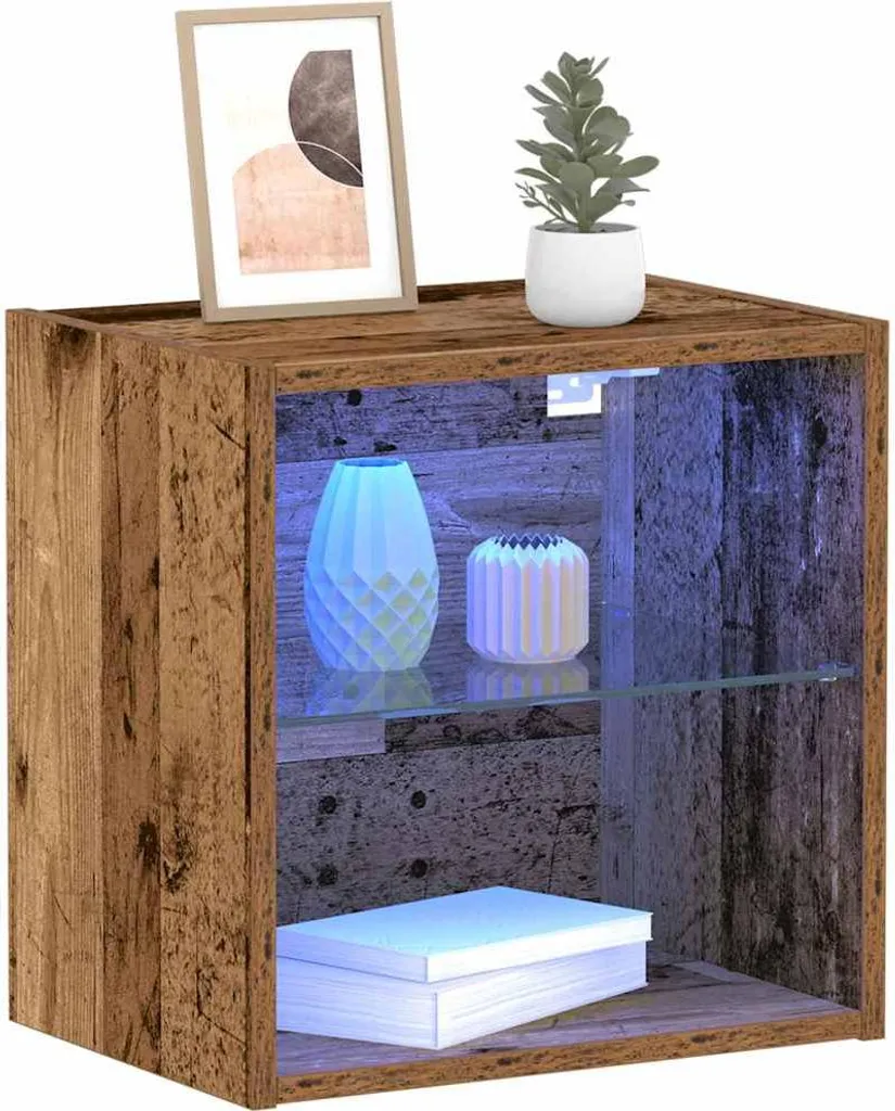 Étagère flottante marron avec LED intégrées 40 cm pour déco moderne