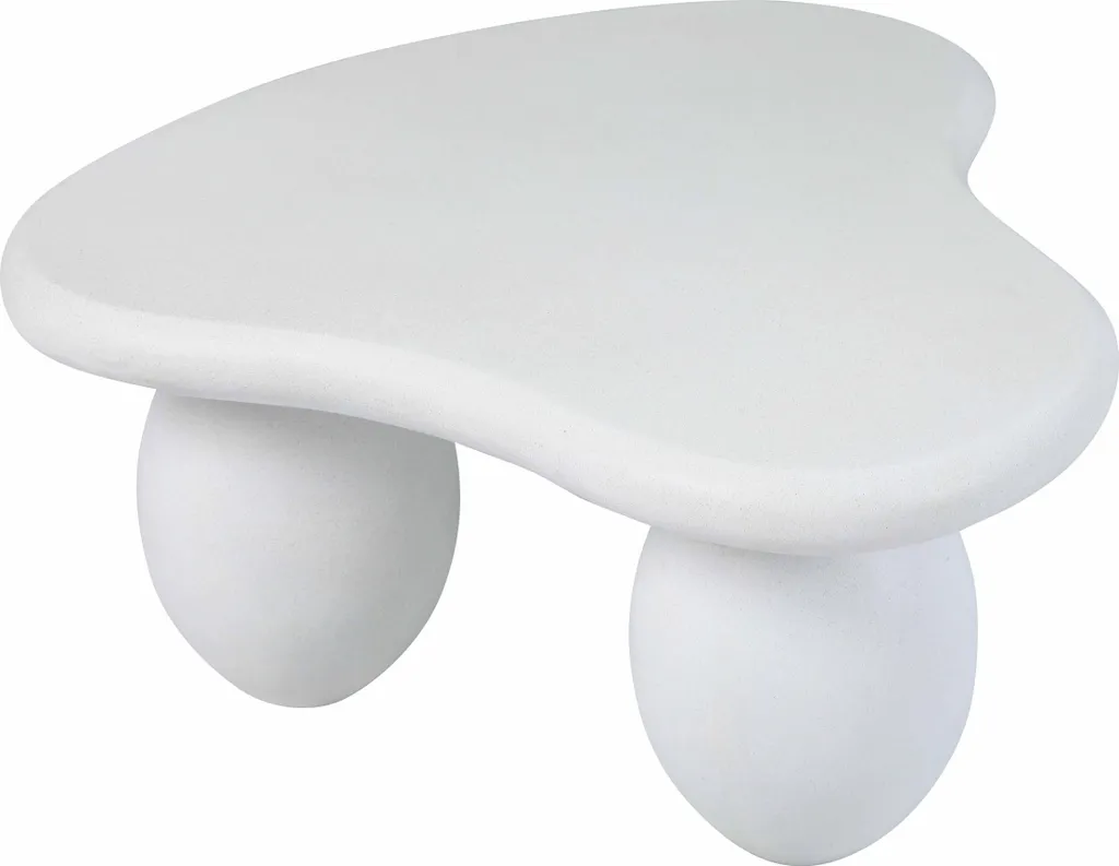 Table basse de salon de jardin grise forme galet aspect béton 80cm