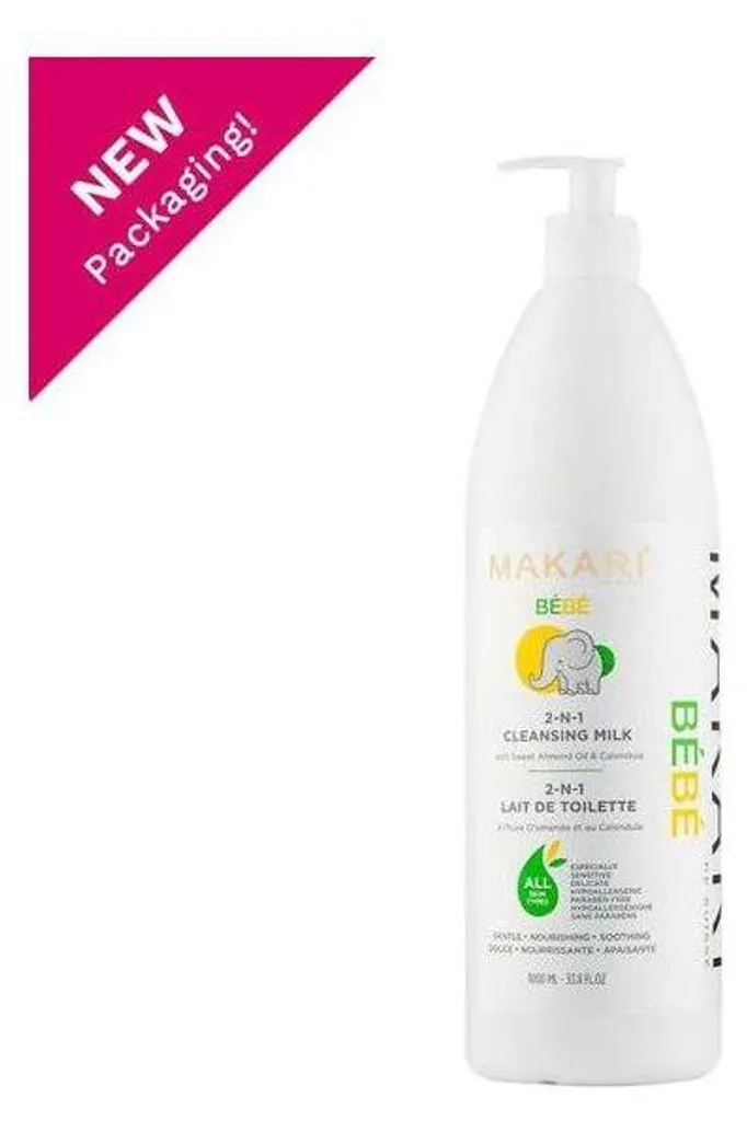 Lait de toilette bébé nettoyant et hydratant 2-en-1 Makari format 1L