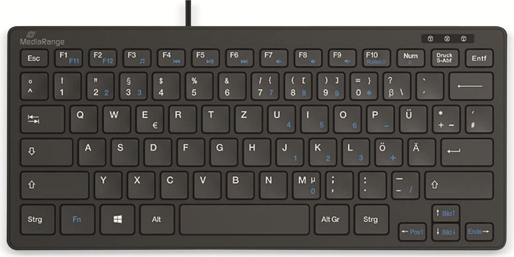 MediaRange Tastatur USB 2.0 Kompakt Flach 78 Tasten Schwarz Produktbild 