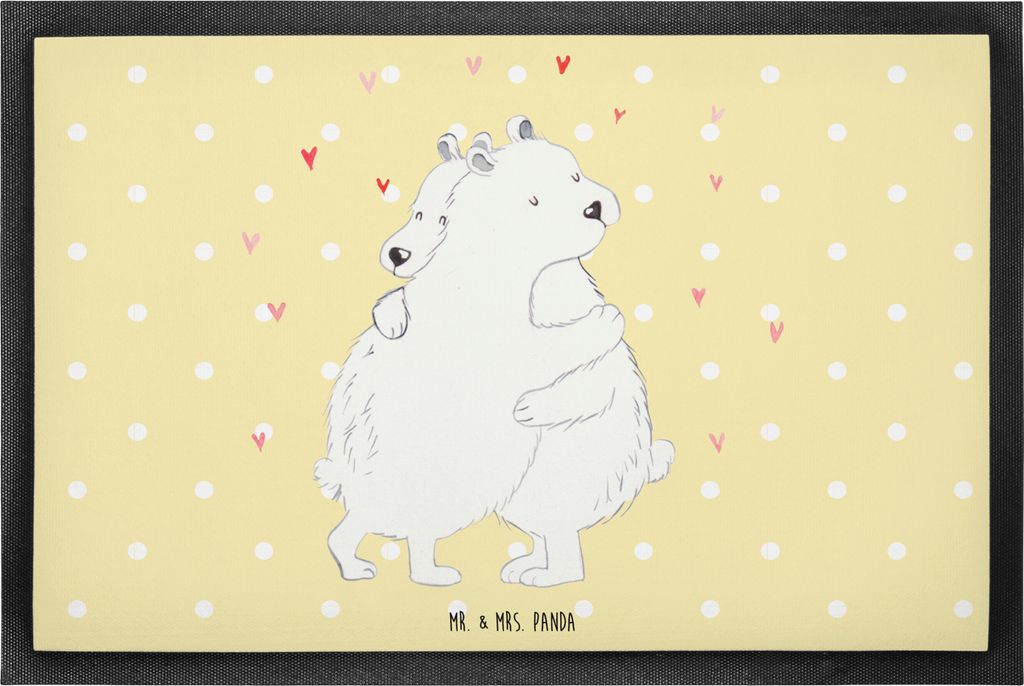 Mr. & Mrs. Panda Fussmatte Eisbär Umarmen 60 x 90 cm - Gelb Pastell - Geschenk, Schmutzfangmatte, Türvorleger, abstreifer, fußmatte, Schmutzmatt...