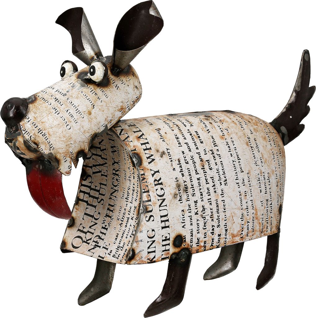 Gilde Wackelfigur, Hund, "Balu", Eisen, weiß, VE 2, L. 15 cm, B. 39 cm, H. 28 cm