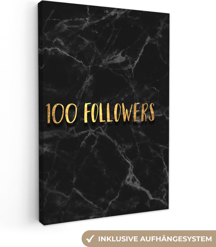 OneMillionCanvasses - Leinwandbilder - 90x140 cm, Soziale Medien - Instagram - Gold - Marmor, Wandbilder Kunstdruck Wanddekoration - Wandschmucke...