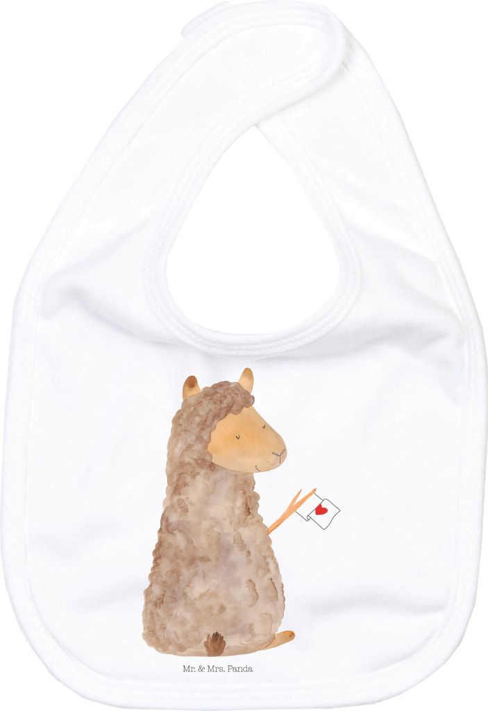 Mr. & Mrs. Panda Sabber Lätzchen Alpaka Fahne - Weiß - Geschenk, Lamas, Baumwoll, Lama, Alpakas, Schlabberlatz, Liebe, Für Babys, Babylätzchen,...