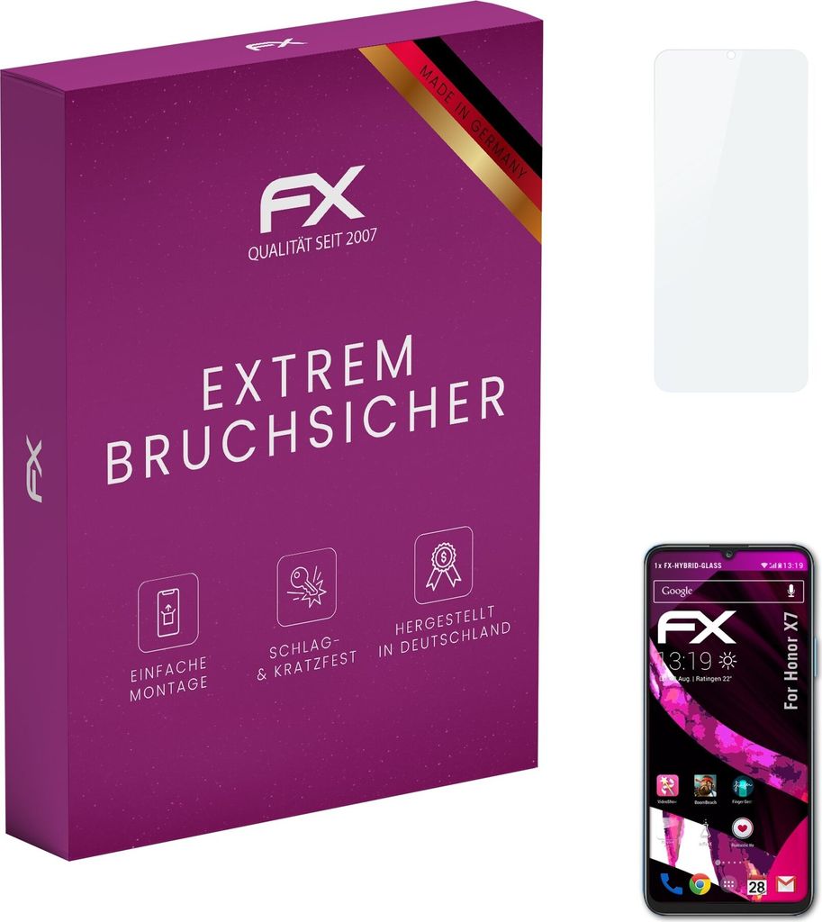 atFoliX FX-Hybrid-Glass Displayfolie kompatibel mit Honor X7 Glasfolie