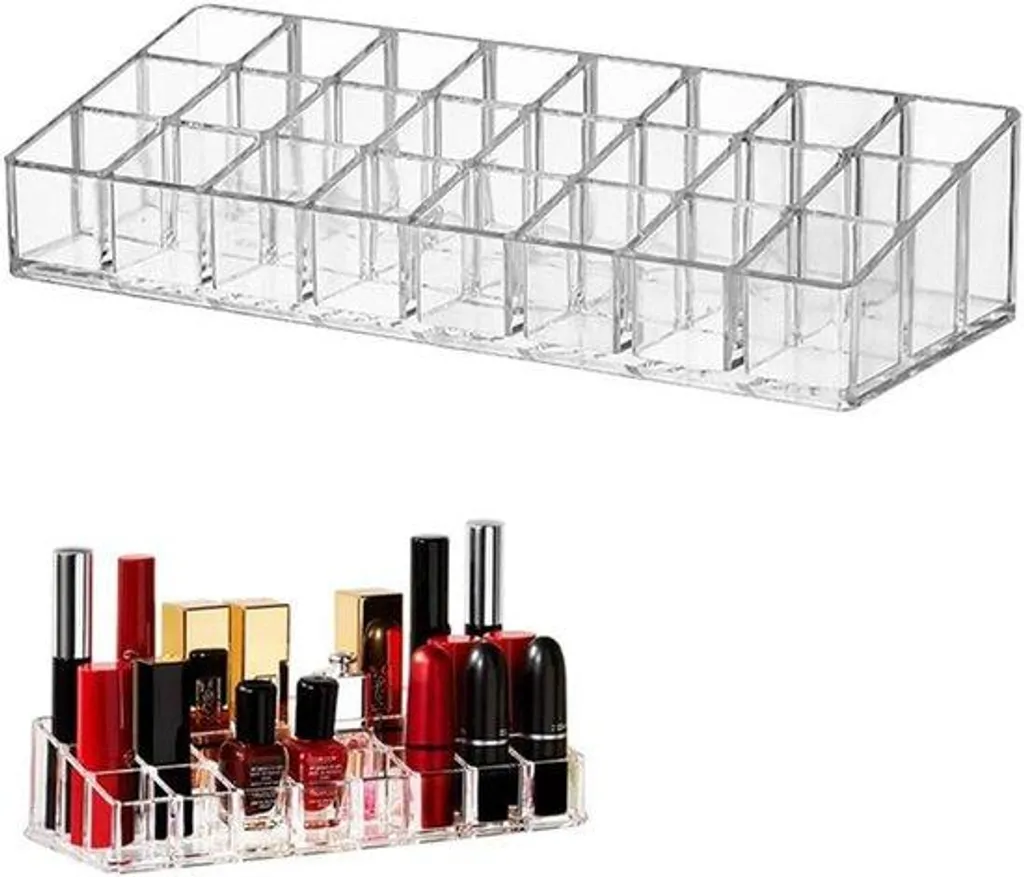 Organiseur maquillage transparent 24 compartiments pour rouges à lèvres