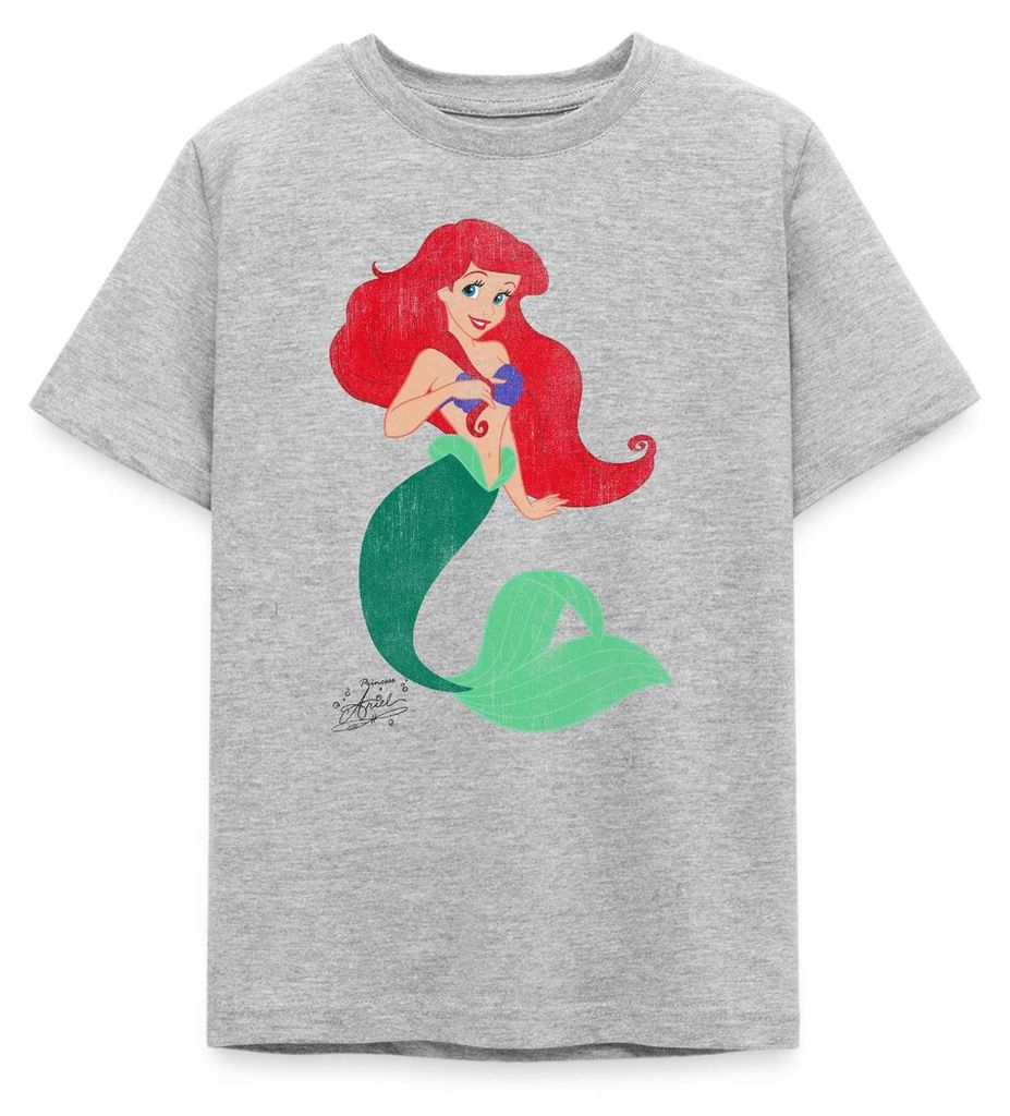 Arielle Vintage Look Teenager T-Shirt, 134/146 (9-11 Jahre), Grau meliert