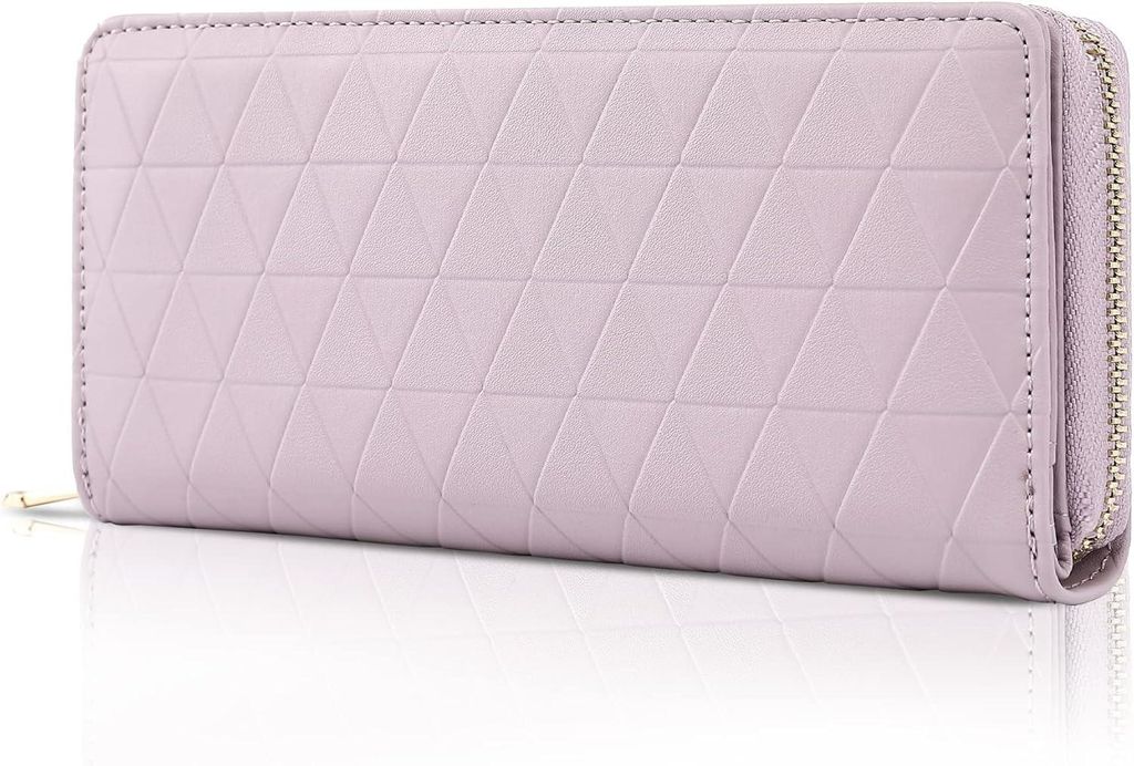 TANTOMI Damen Geldbörse groß Langformat, Portemonnaie aus synthetischem Leder mit Prägung, RFID Schutz, Reißverschluss & Druckknopf, viele Fächer