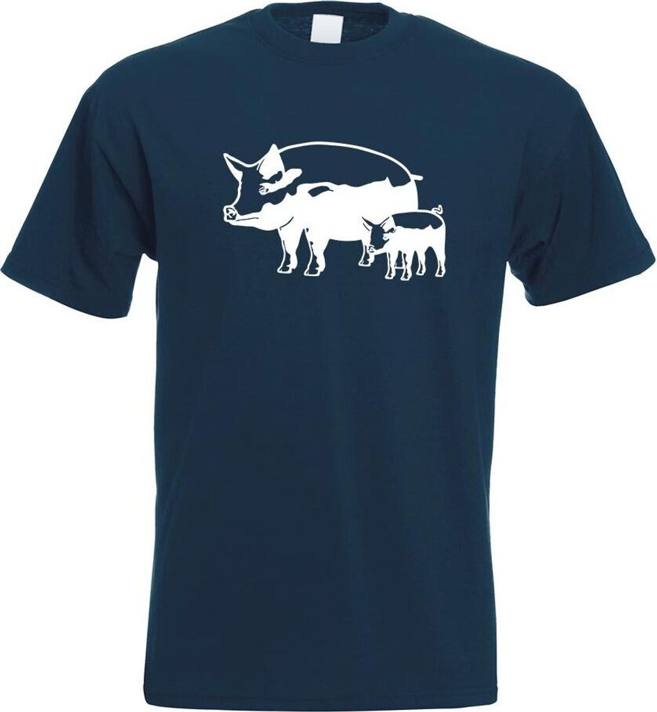 Kiwistar - T-Shirt - Navy - Schwein Motiv 8 - Sau - Baby Herren Funshirt Bedruckt Design Sprüche Spruch Motive - mit Motiv Bedruckt - Funshirt Des...