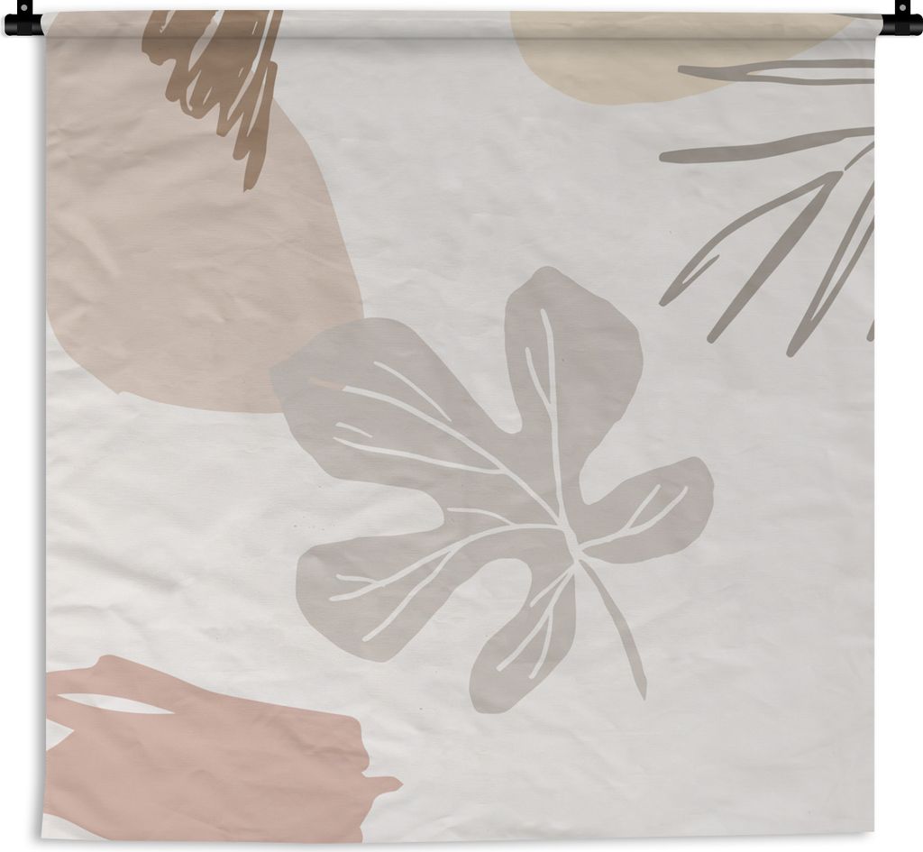 MuchoWow Wandteppich Wandbehang Sommer - Laub - Grau 150x150 cm Tapisserie Dekoration Wandtuch - Wohnaccessoires - Modernes