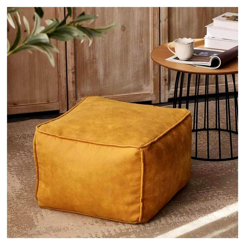 Doppelsitz-Sitzsack-Stuhlbezug aus Kunstleder für Erwachsene, ohne Füllstoff, faules Sofa Pouf, quadratischer Sektional-Couch-Umschlag in Gold