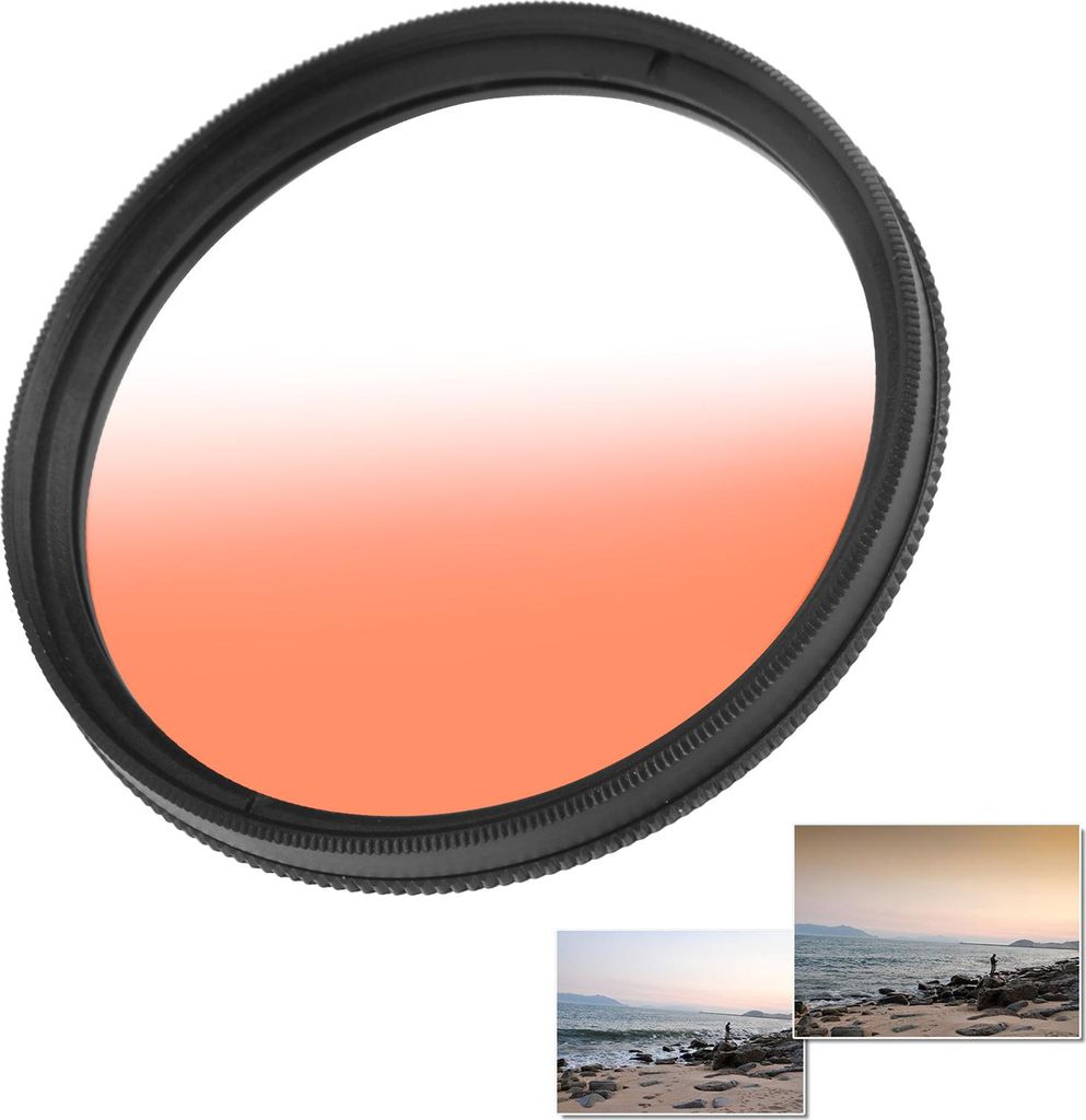 Junestar 58-mm-Verlaufsfilter mit mehrschichtiger Beschichtung, wasserfestes Farbverlaufsobjektiv für Canon-Kamera, Farbverlaufsorange