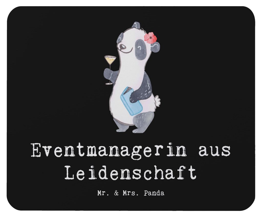 Mr. & Mrs. Panda Mouse Pad Eventmanagerin Leidenschaft - Schwarz - Geschenk, Spruch, Mauspad, mousematte, Beruf, Promoterin, pc mousepad, Witzig, L...