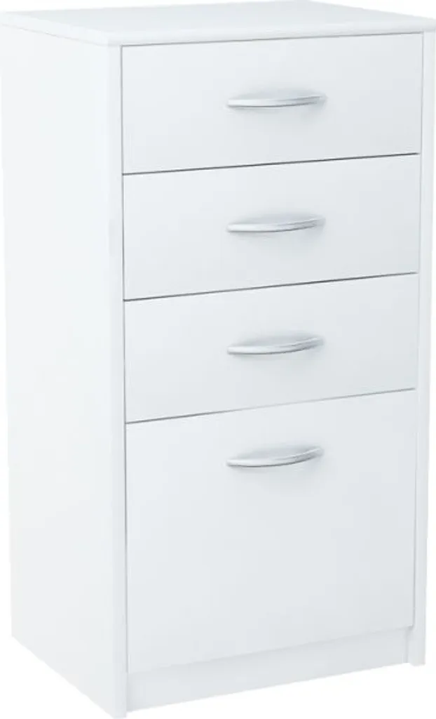 Commode étroite IBOJA 4 tiroirs - Meuble blanc robuste et discret