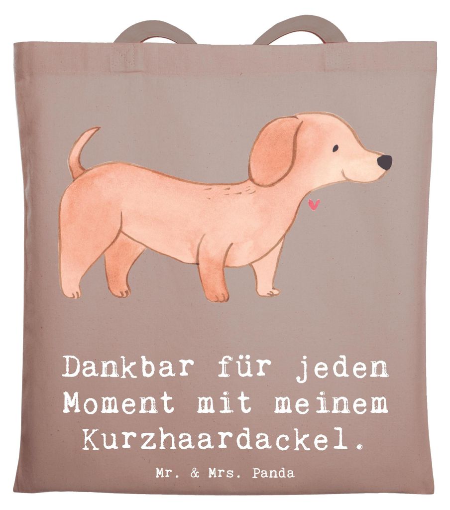 Mr. & Mrs. Panda Tote Bag Dackel Kurzhaardackel Moment - Braun Pastell - Geschenk, Shopping Tasche, Dachshund, Einkaufstasche, Uni, Jutebeutel, Teckel