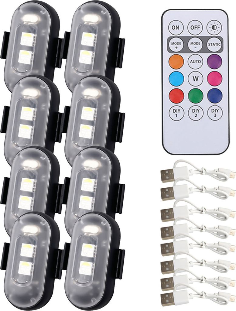 LED-Blitzlicht mit Fernbedienung, wiederaufladbares farbiges Arbeitslicht, 7 Farben + Weiß, langlebige Batterie, mehrere Beleuchtungsmodi, Antikol...