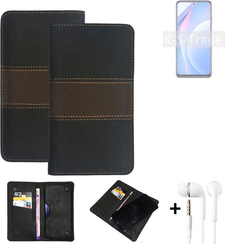 K-S-Trade Handyhülle + Kopfhörer kompatibel mit Xiaomi Mi 10T Lite Schutzhülle Walletcase Bookstyle Tasche Schutz Case Hülle Wallet Cover