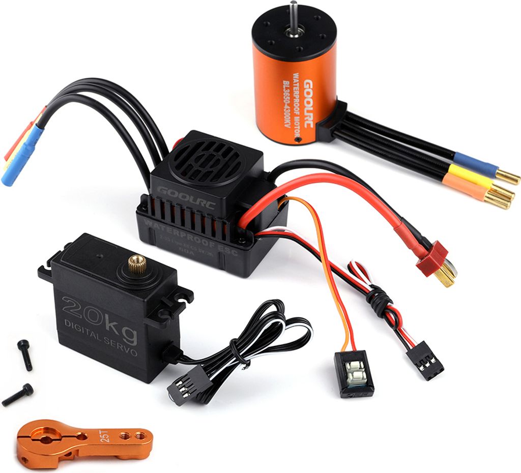 GoolRC Combo Set 3650 4300KV Motor 60 Brushless ESC 20kg Servo mit 25T Servoarm fuer 1/10 RC Car Truck Offroad