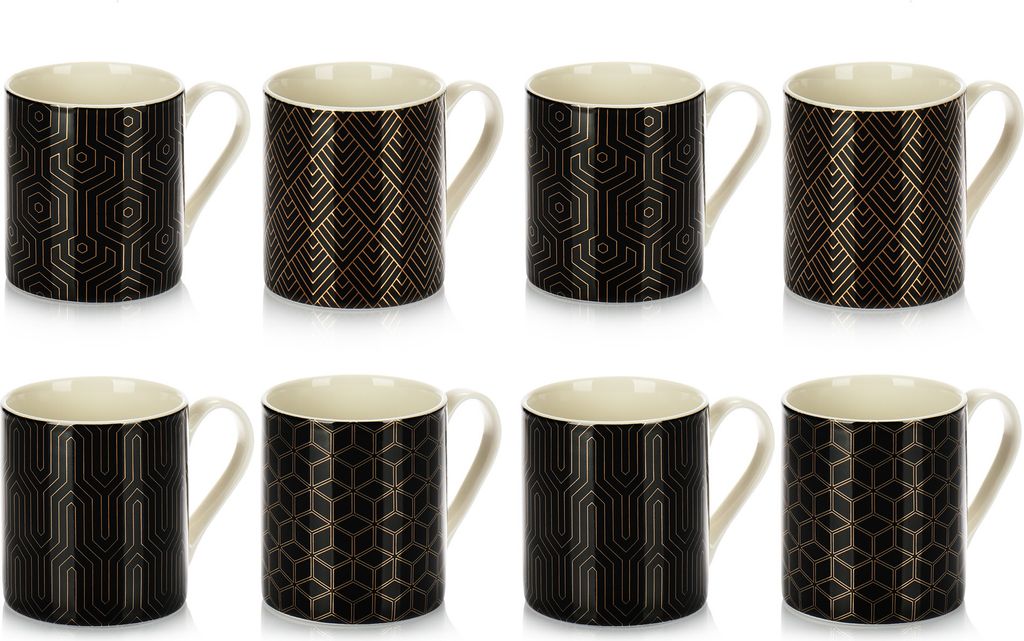 com-four 8x Kaffeetassen 180 ml aus Keramik im modernen Art-Deco Style - Kaffeepott, auch für Tee und Glühwein - Espresso, Americano Kaffeebech...