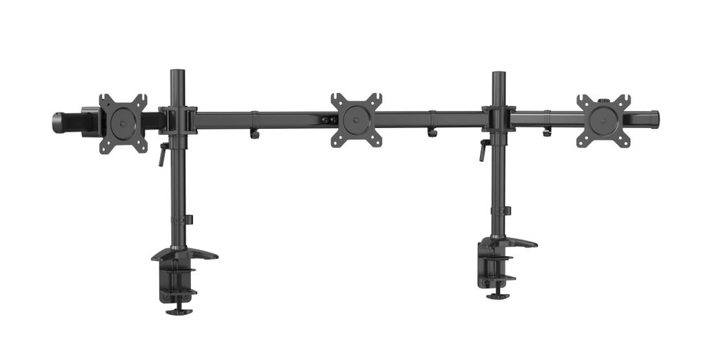 HFTEK MS323C-N - 3-fach Monitorhalterung für 15-27 Zoll Monitore – Höhenverstellbarer Monitorarm für VESA 75/100
