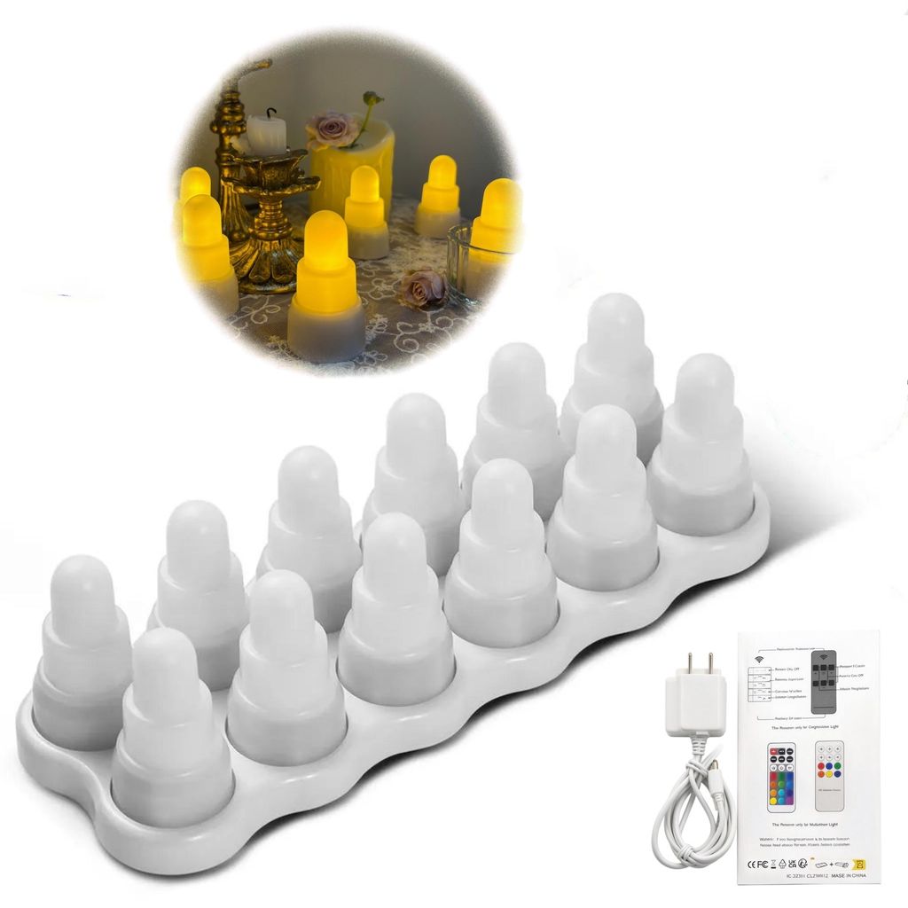 12 Stück LED Kerzen, Warmweiß, Rauchfrei & Sicher, Produktbild 